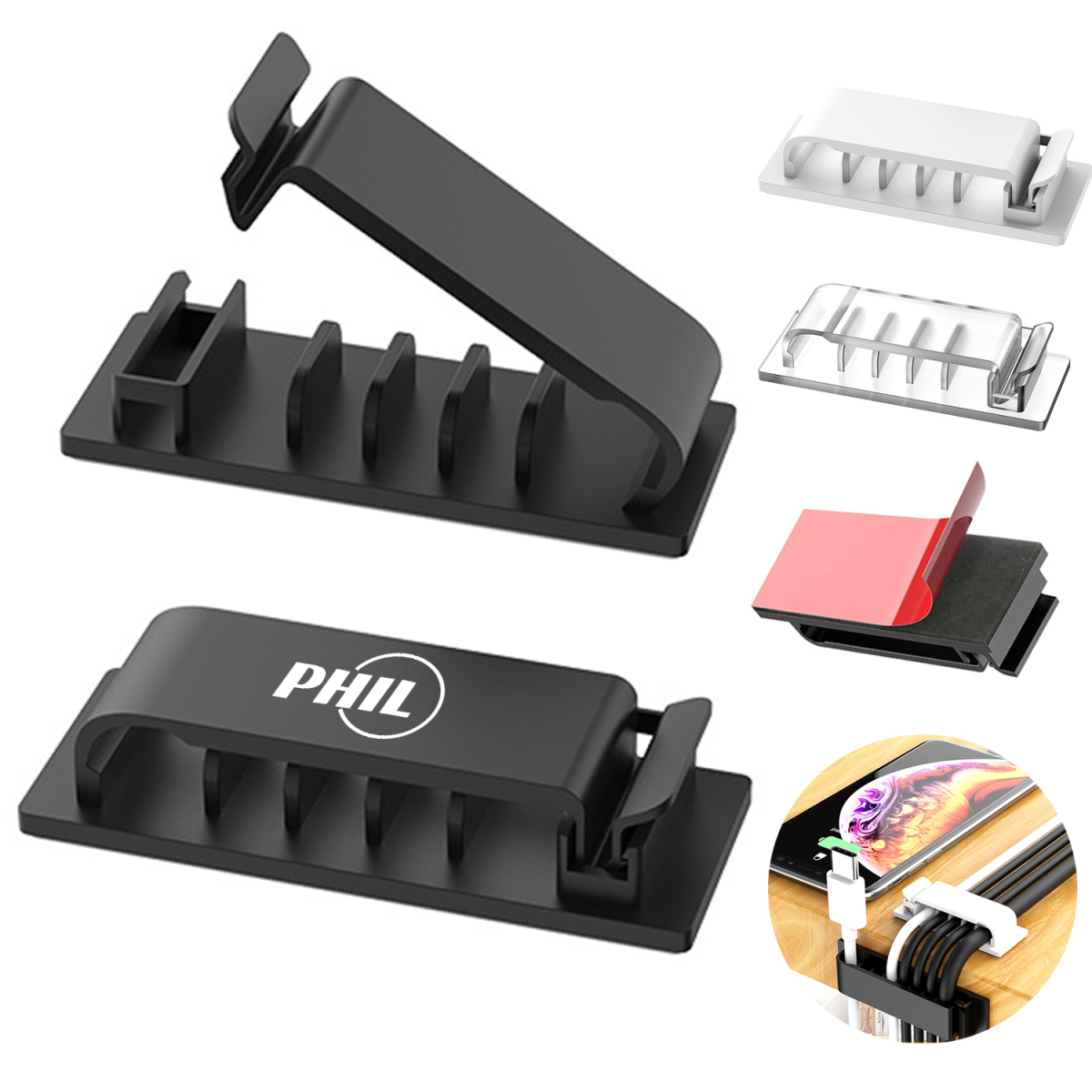 Computer Case Clips Charger Cable Organizer Desktop Clip With Cover - Promo Items ...